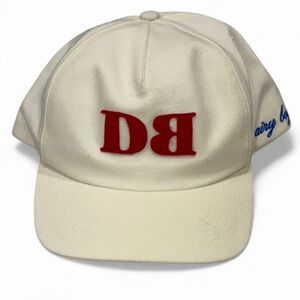 Dairy Boy DB Red Embroidered Logo Baseball Hat Cream White Snapback USA